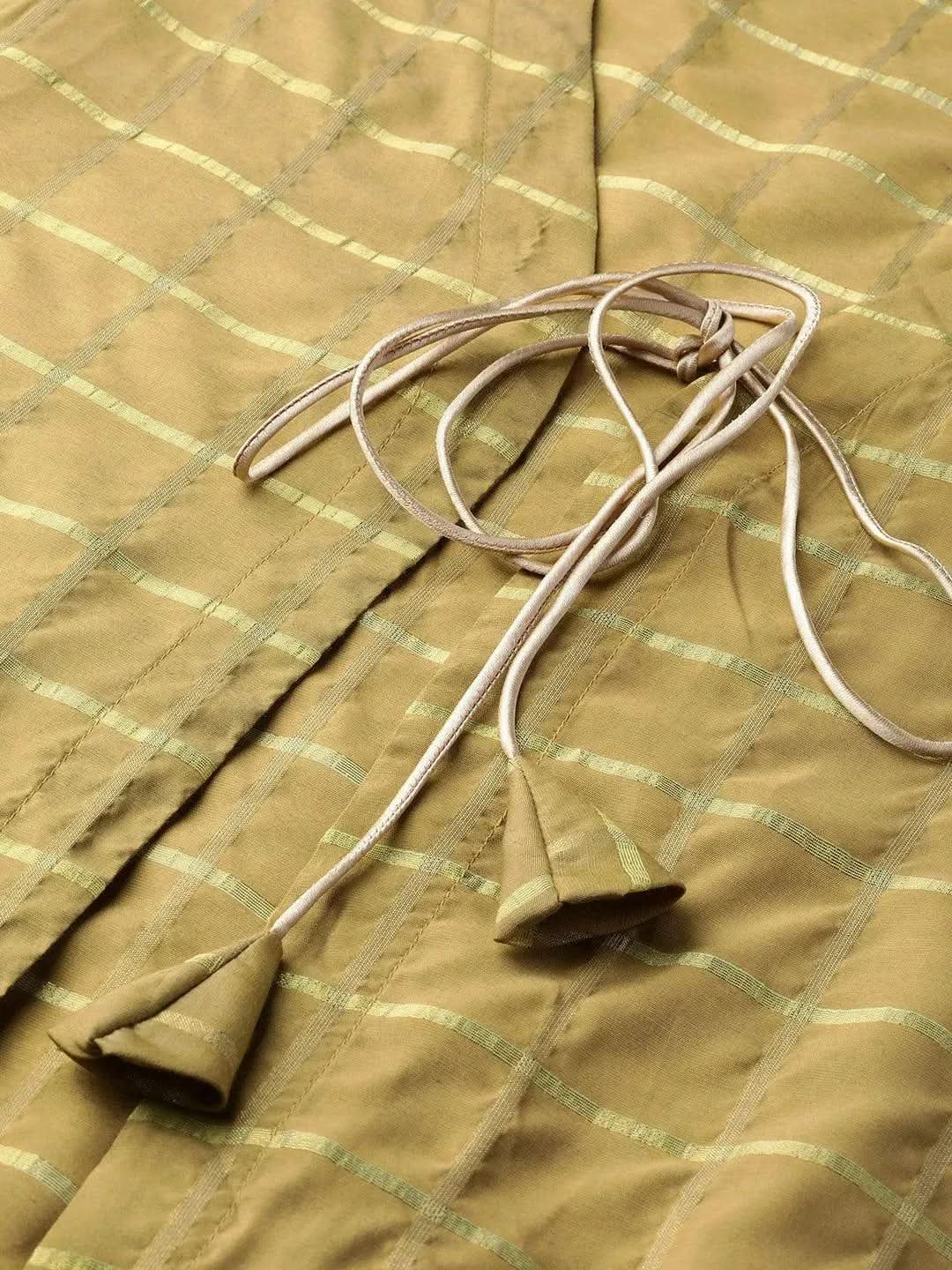 Olive Self Design Polyester Dress With Jacket
Olive Self Design Polyester Dress With Jacket