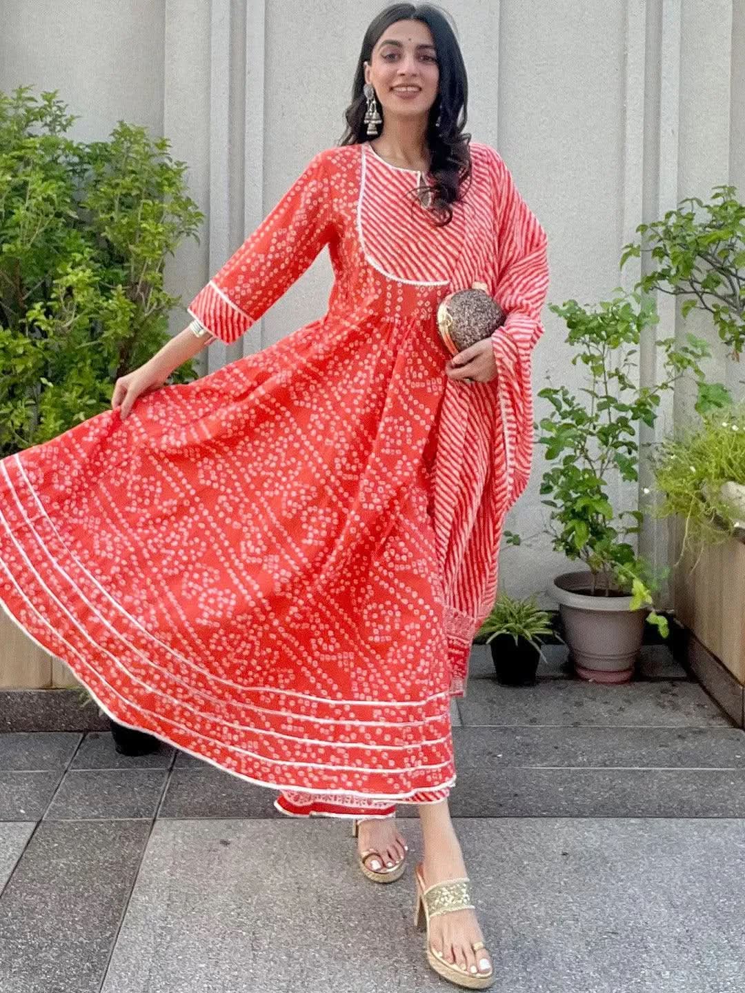 Orange Printed Cotton Anarkali Kurta With Dupatta
Orange Printed Cotton Anarkali Kurta With Dupatta