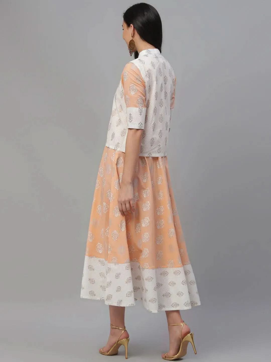 Orange Printed Cotton Dress With Jacket
Orange Printed Cotton Dress With Jacket