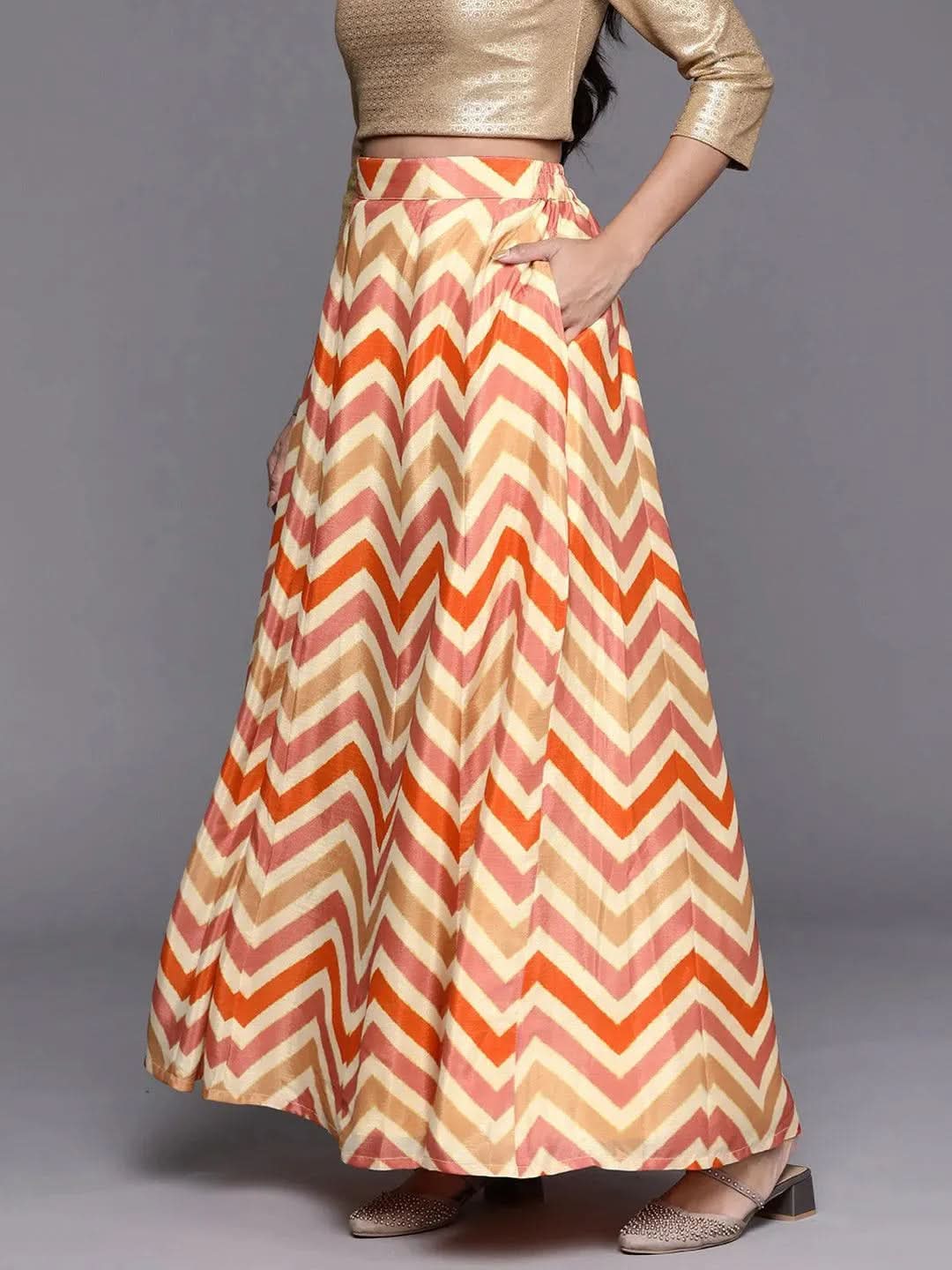 Orange Printed Crepe Skirt
Orange Printed Crepe Skirt