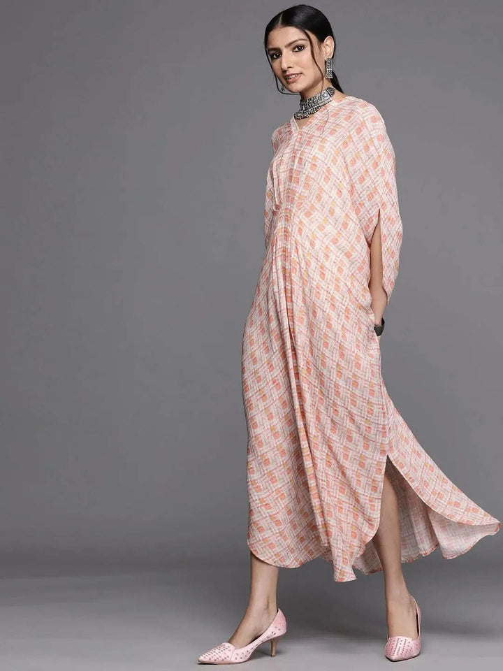 Orange Printed Georgette Dress - Libas
