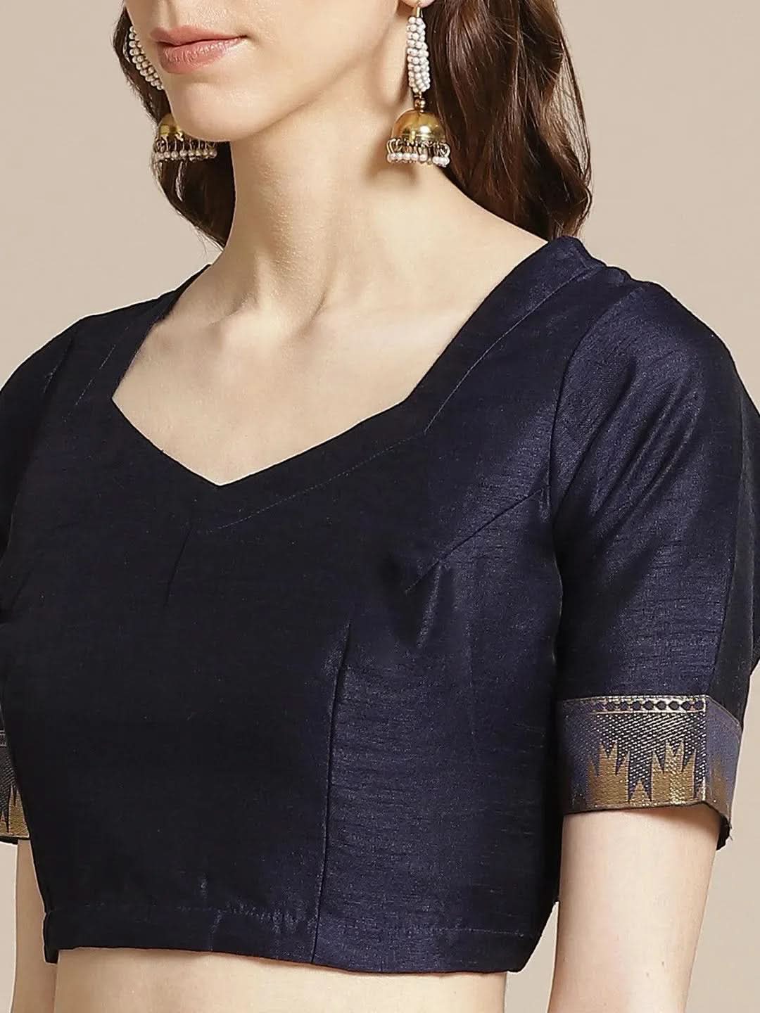 Orange Printed Polyester Saree - Libas