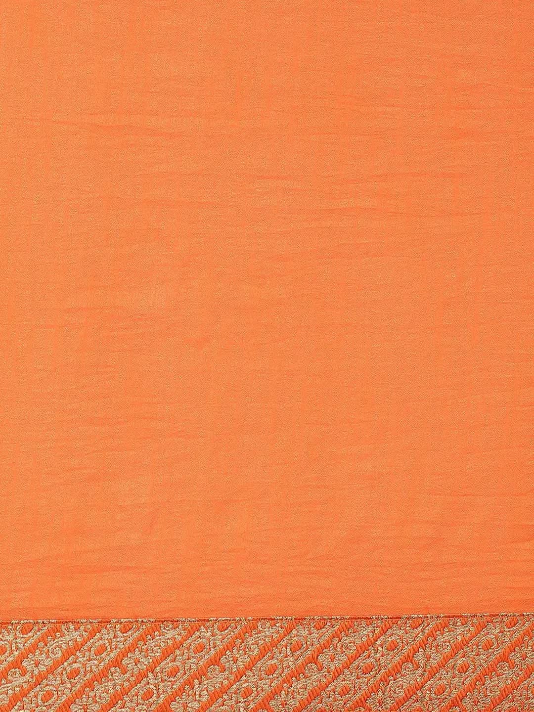 Orange Solid Chiffon Saree - Libas