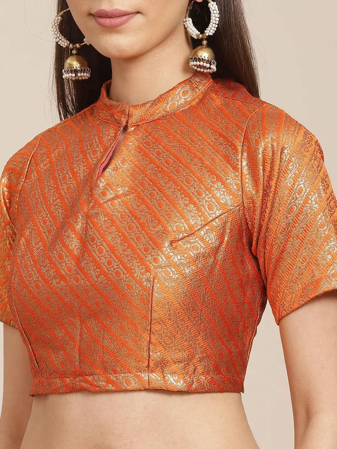 Orange Solid Chiffon Saree - Libas