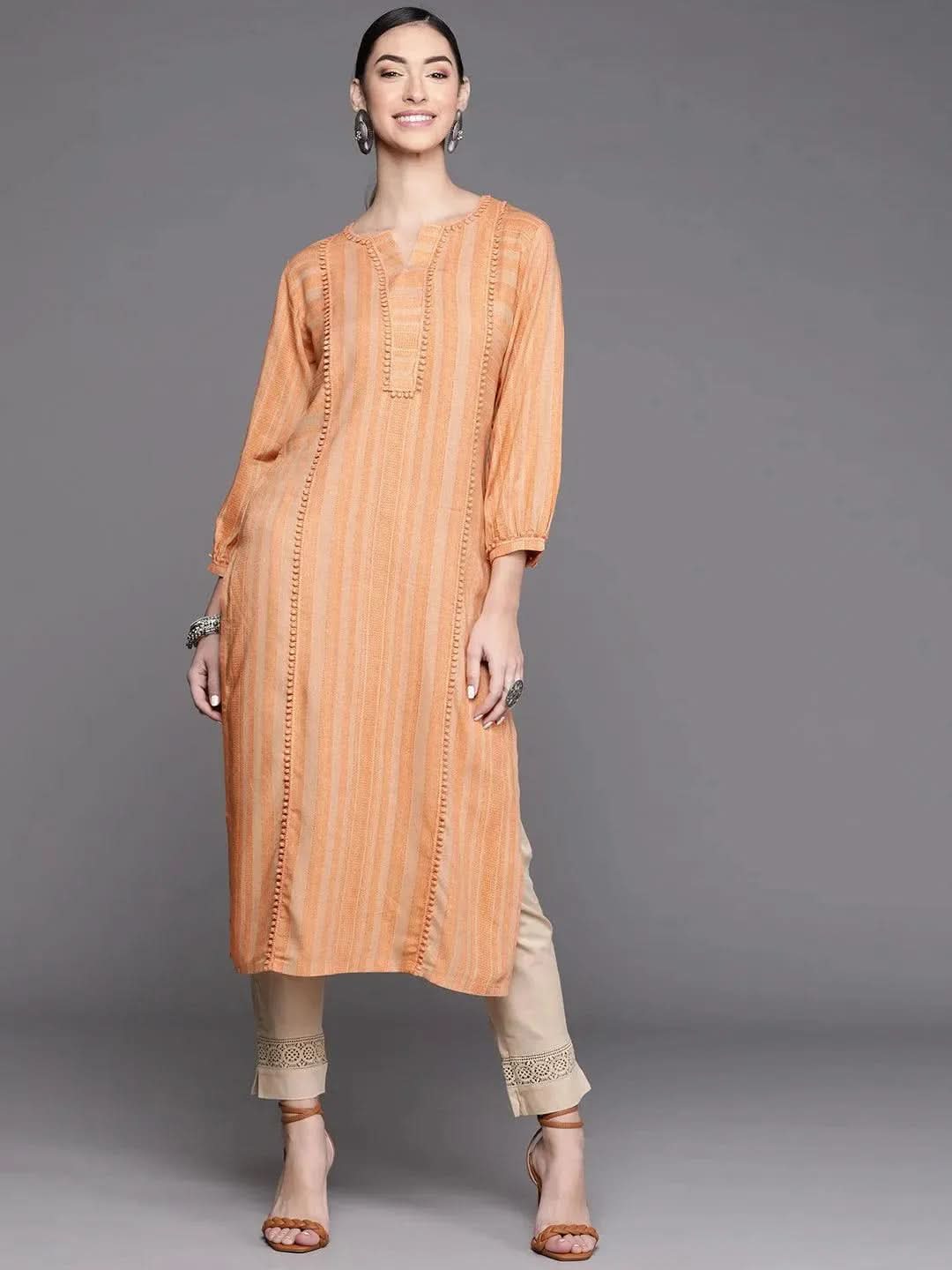 Buy Orange Striped Rayon Kurta - 23159O- | Libas Ethnic Wear Online
Buy Orange Striped Rayon Kurta - 23159O- | Libas Ethnic Wear Online