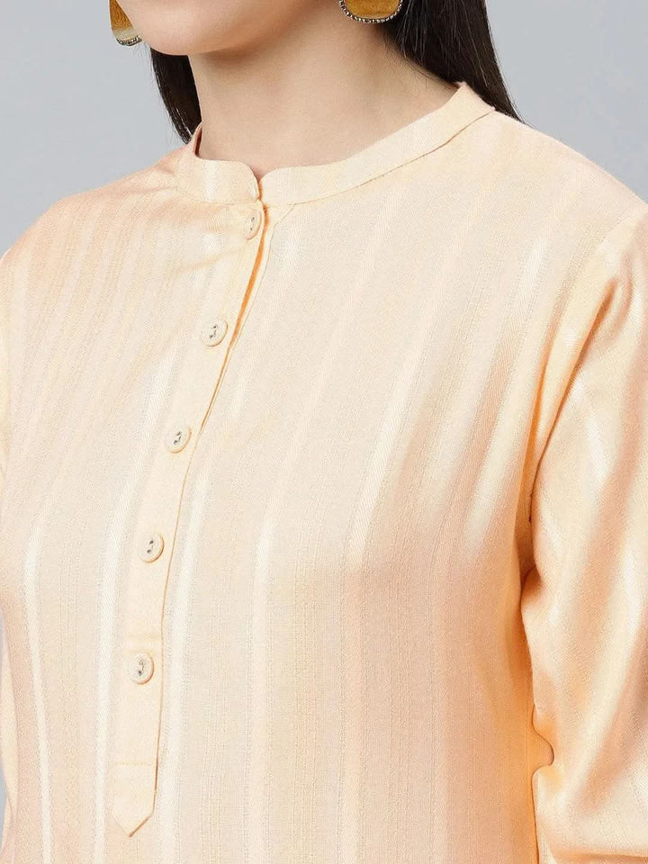 Orange Striped Rayon Kurta - Libas