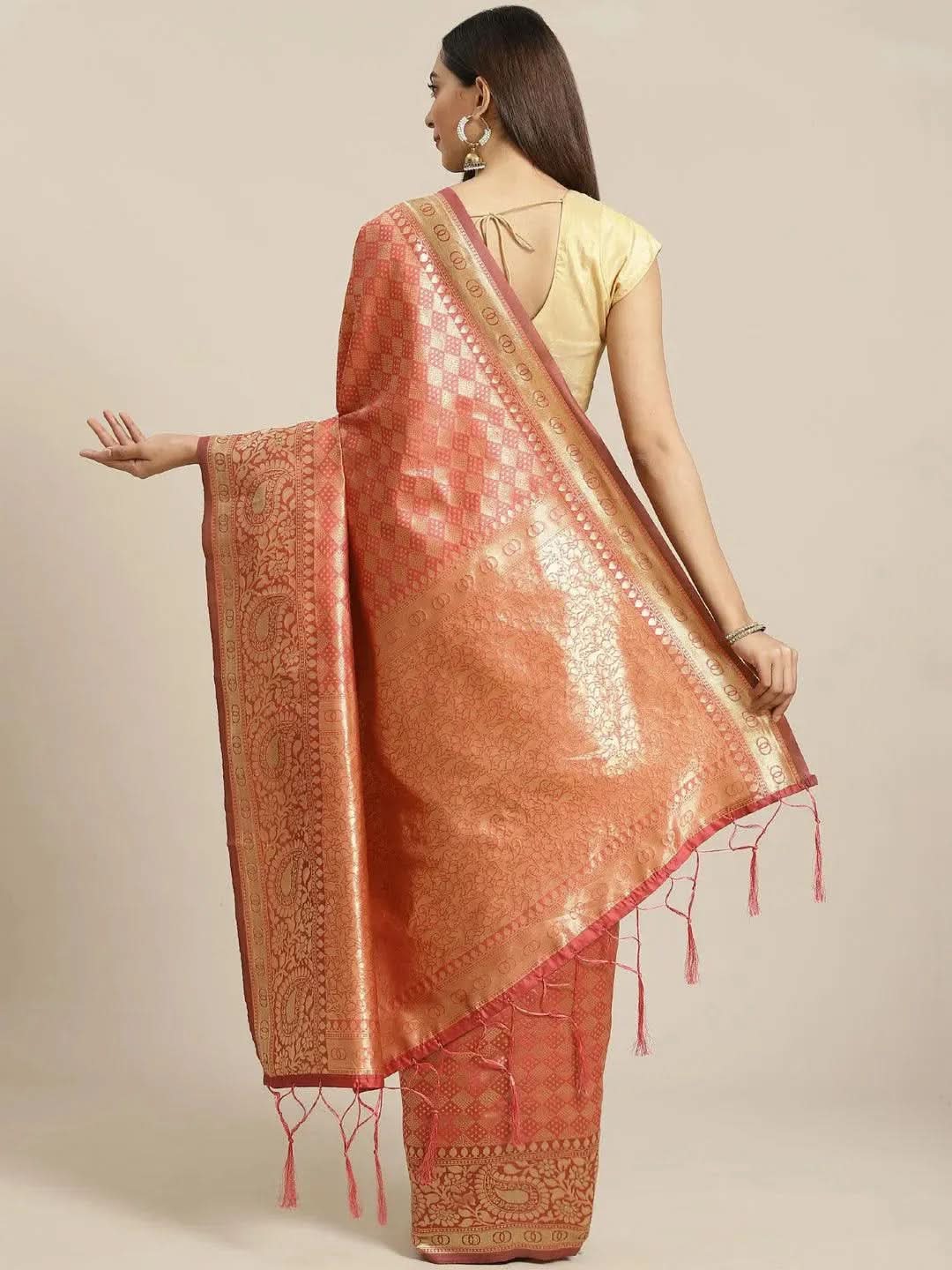 Orange Woven Design Brocade Saree
Orange Woven Design Brocade Saree