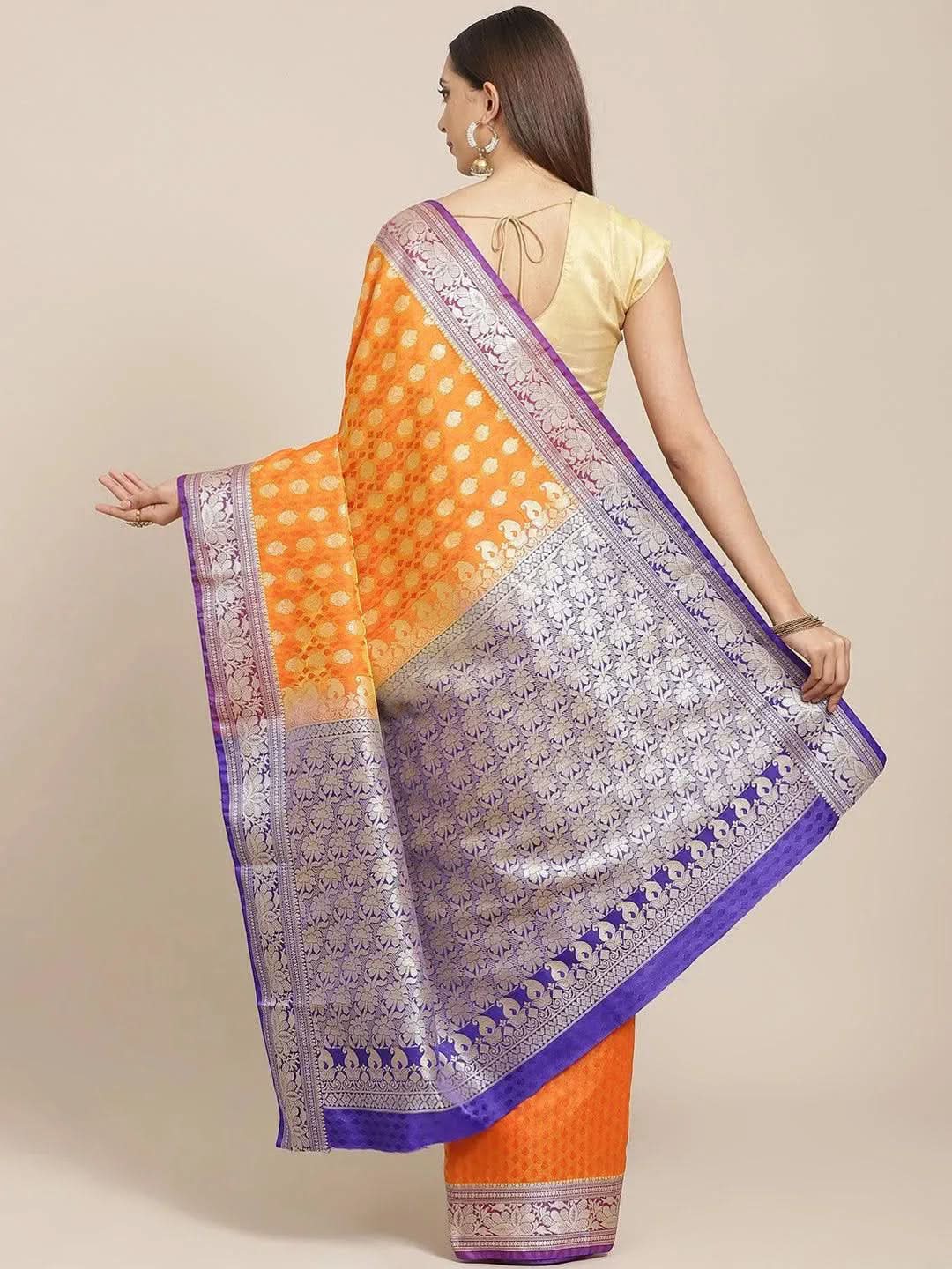 Orange Woven Design Brocade Saree
Orange Woven Design Brocade Saree