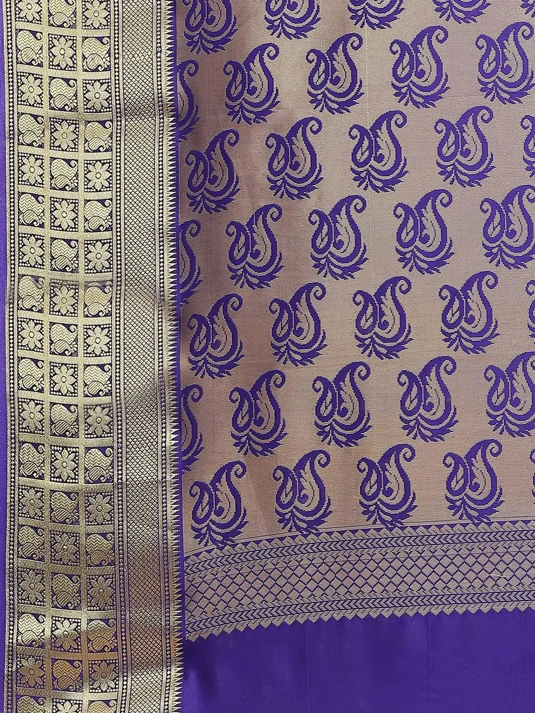 Orange Woven Design Brocade Saree - Libas