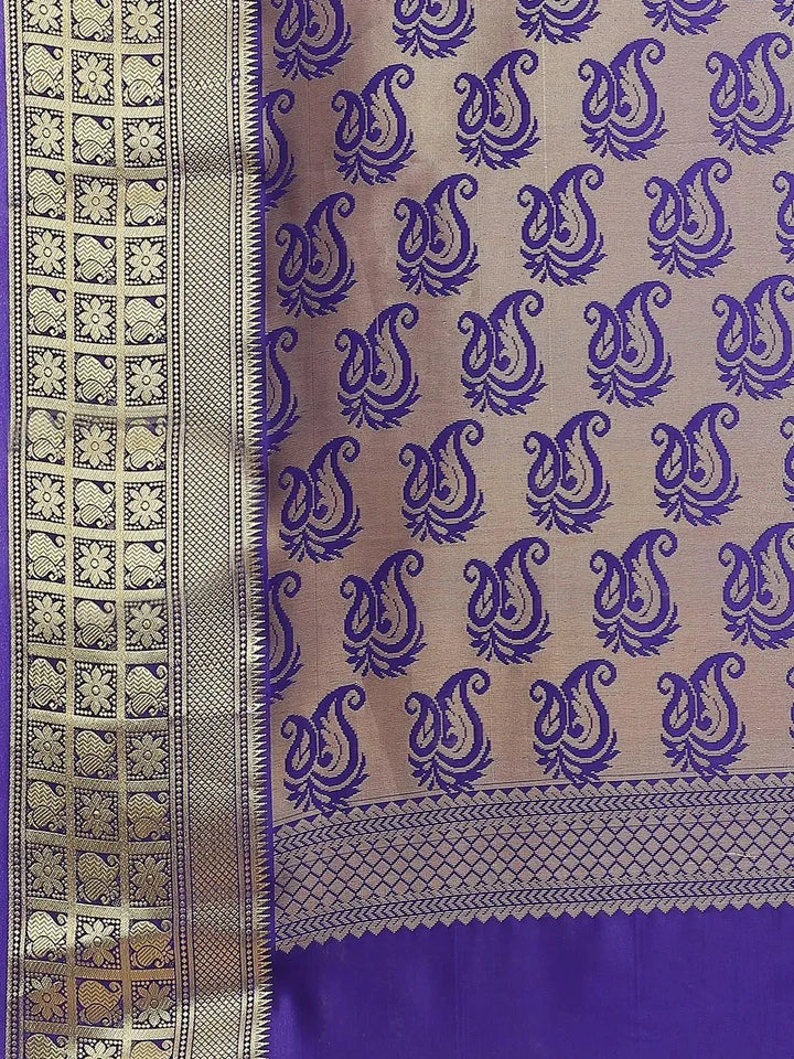 Orange Woven Design Brocade Saree - Libas