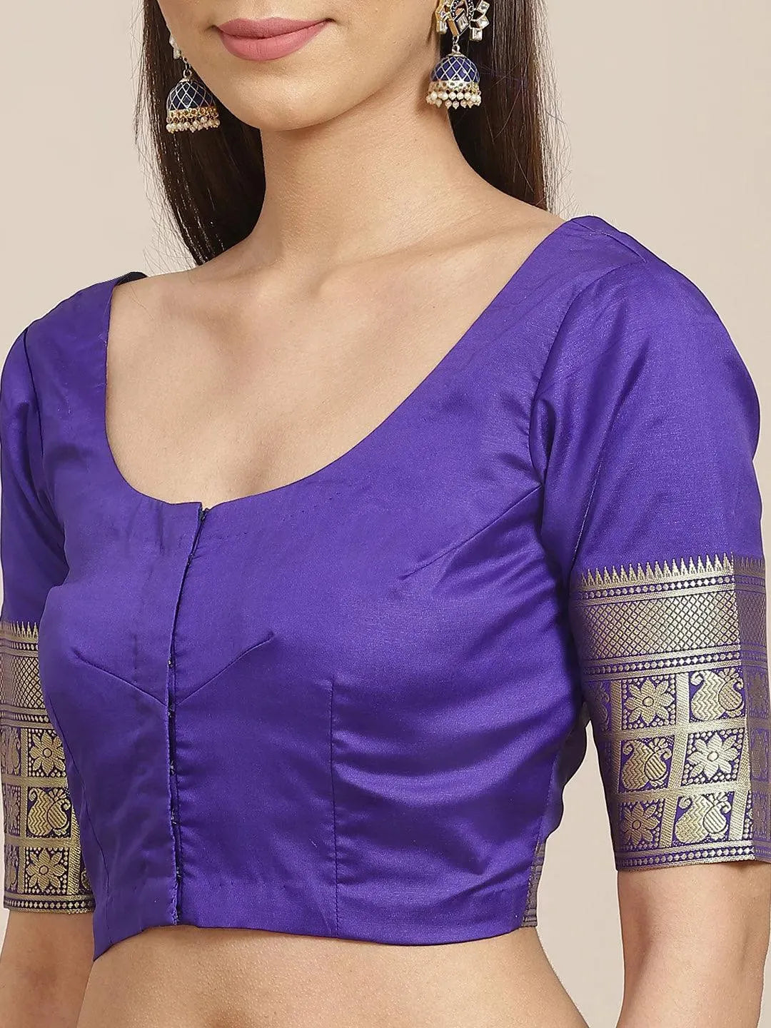 Orange Woven Design Brocade Saree - Libas