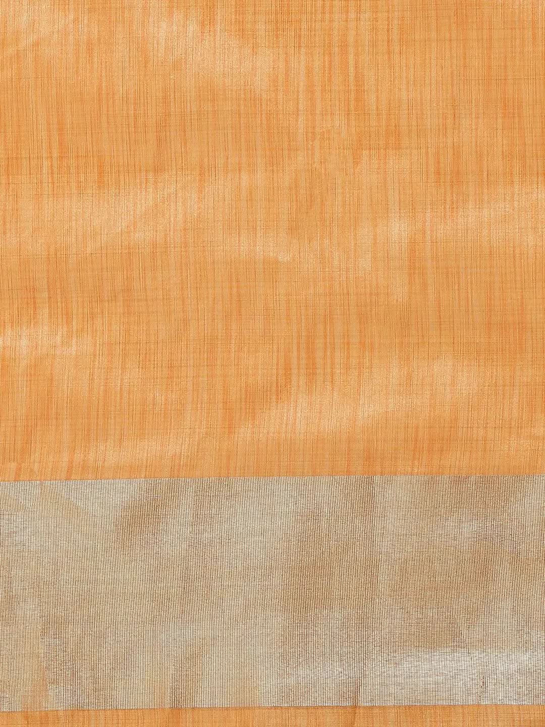 Orange Woven Design Silk Blend Saree - Libas