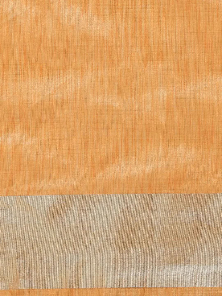 Orange Woven Design Silk Blend Saree - Libas