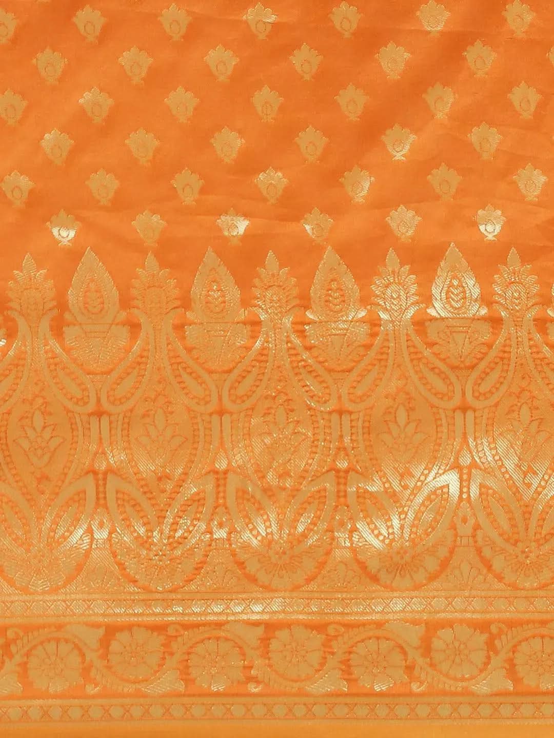 Orange Woven Design Silk Saree - Libas