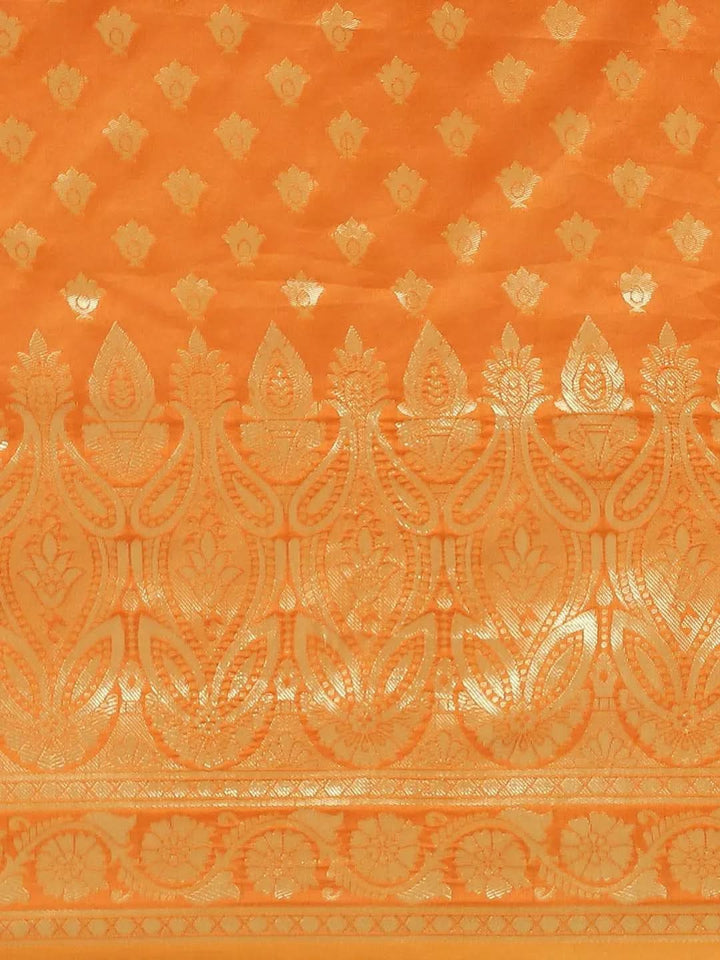 Orange Woven Design Silk Saree - Libas