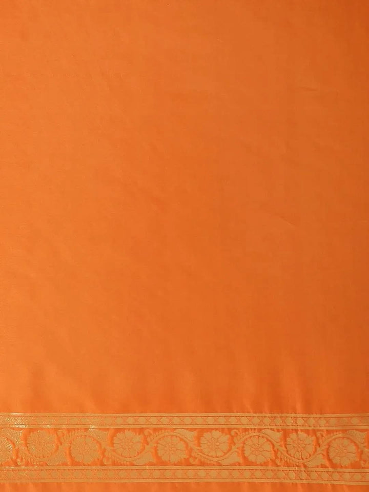 Orange Woven Design Silk Saree - Libas