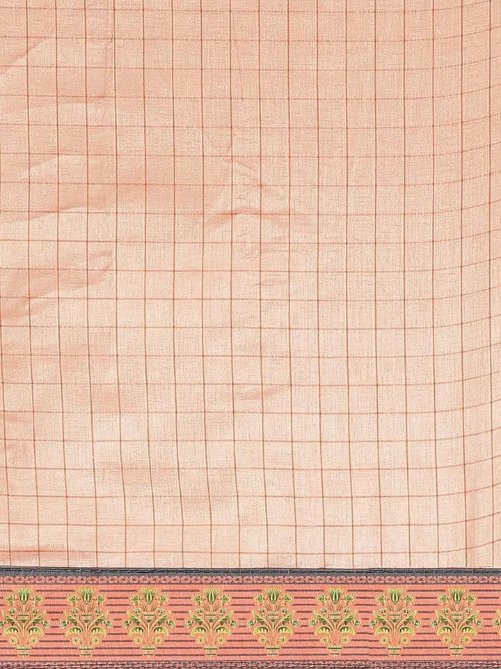 Peach Embroidered Crepe Saree - Libas