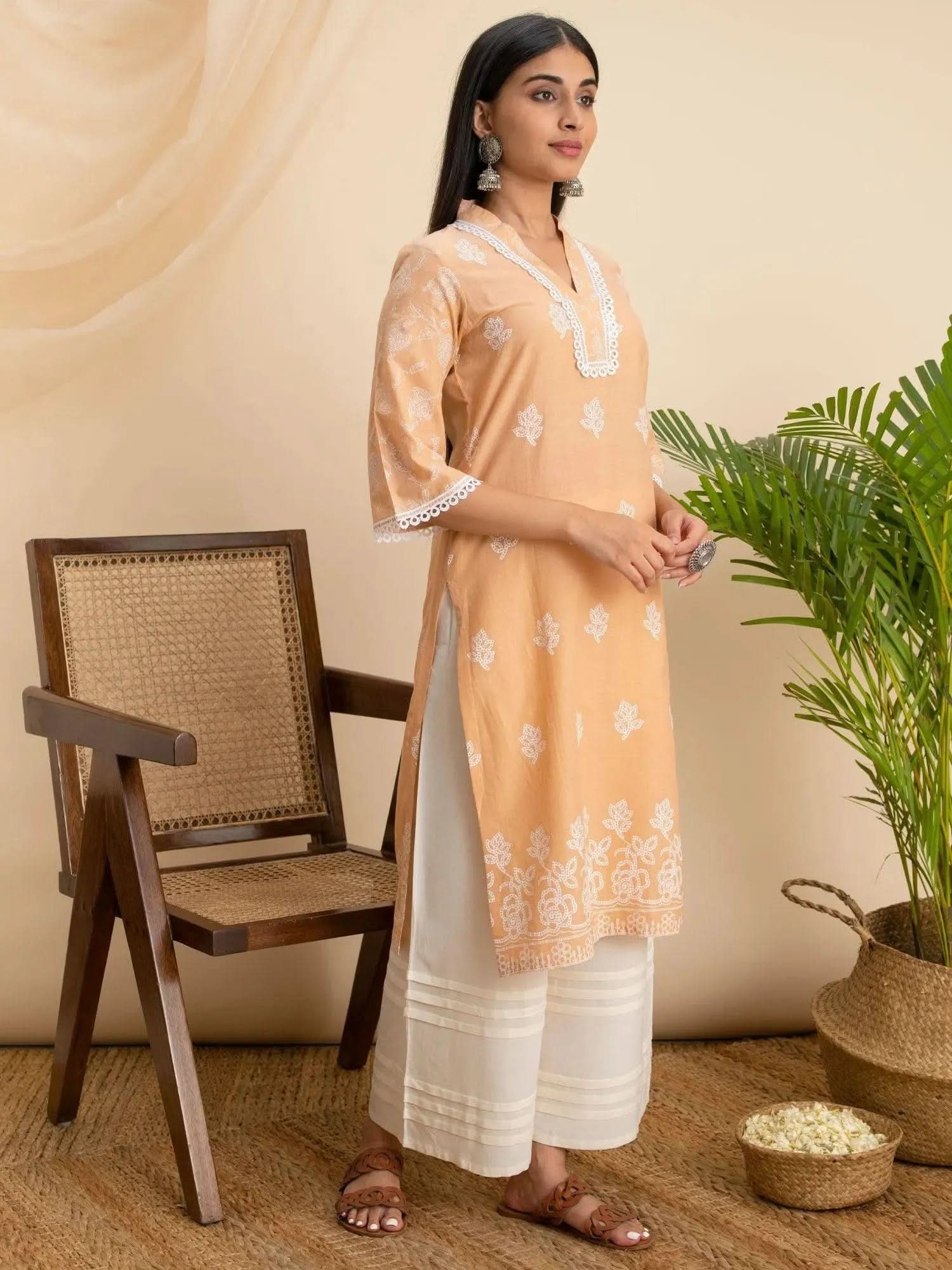 Buy Peach Printed Cotton Kurta - 22002O- | Libas Ethnic Wear Online
Buy Peach Printed Cotton Kurta - 22002O- | Libas Ethnic Wear Online