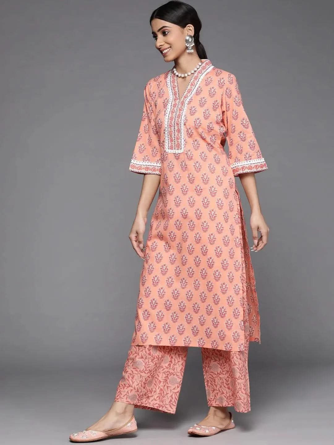 Buy Peach Printed Cotton Suit Set - 33146O- | Libas Ethnic Wear Online
Buy Peach Printed Cotton Suit Set - 33146O- | Libas Ethnic Wear Online