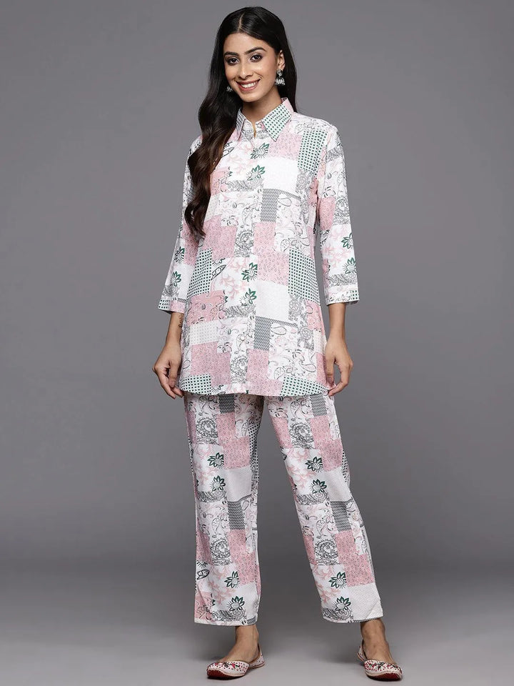 Peach Printed Rayon Co-Ords - Libas