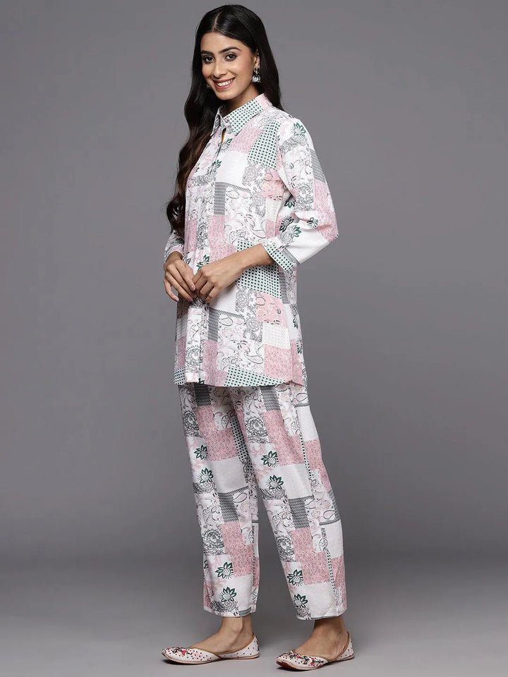 Peach Printed Rayon Co-Ords - Libas