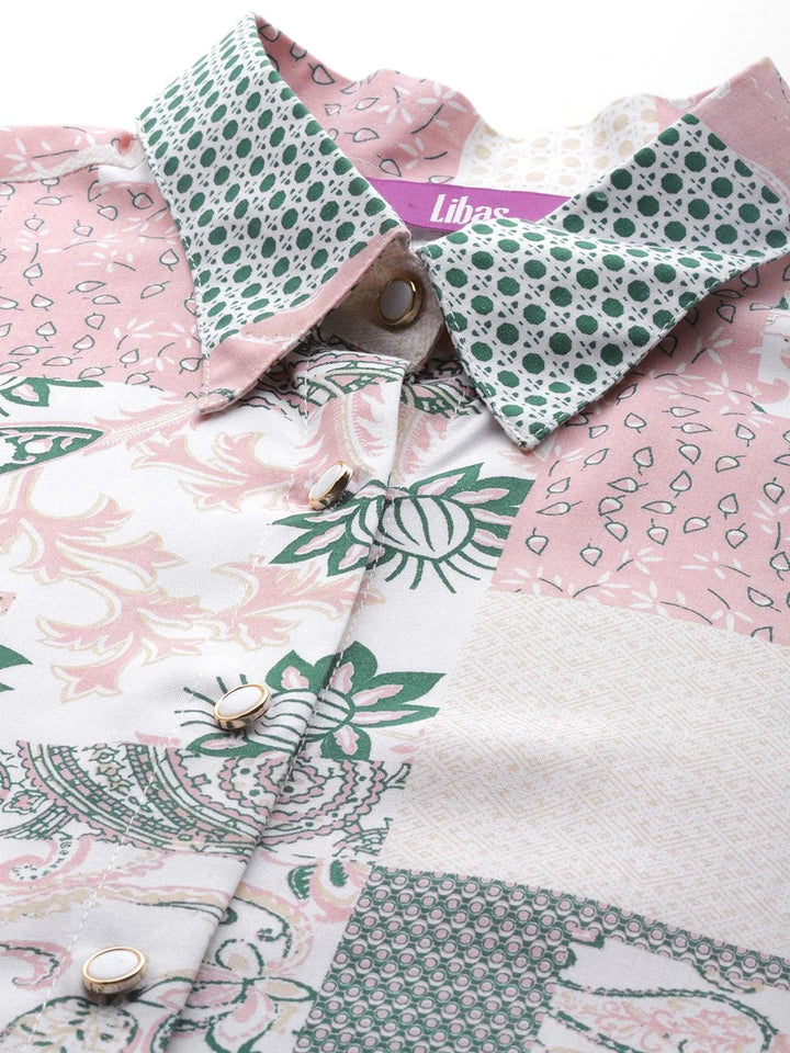 Peach Printed Rayon Co-Ords - Libas