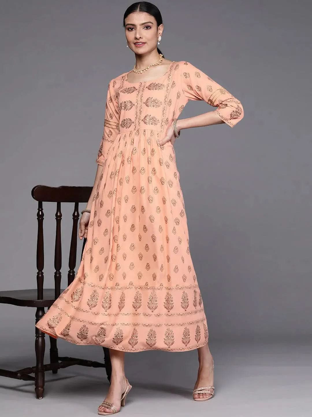 Buy Peach Printed Viscose Rayon Dress - 23203O-XS | Libas Ethnic Wear Online
Buy Peach Printed Viscose Rayon Dress - 23203O-XS | Libas Ethnic Wear Online