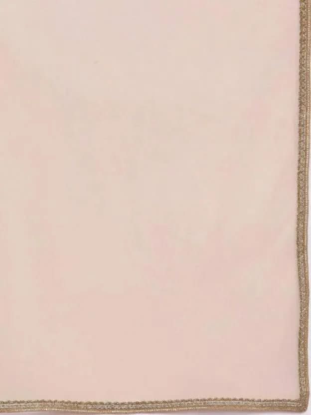 Peach Self Design Georgette Suit Set - Libas