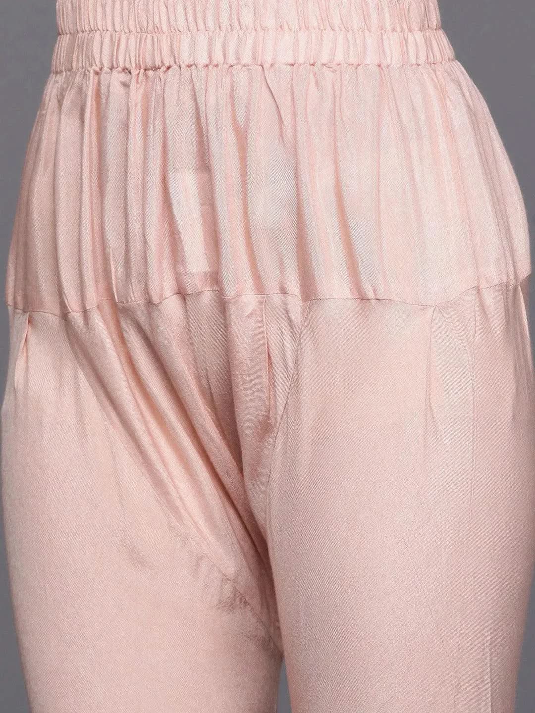 Peach Self Design Silk Anarkali Kurta With Churidar & Dupatta
Peach Self Design Silk Anarkali Kurta With Churidar & Dupatta