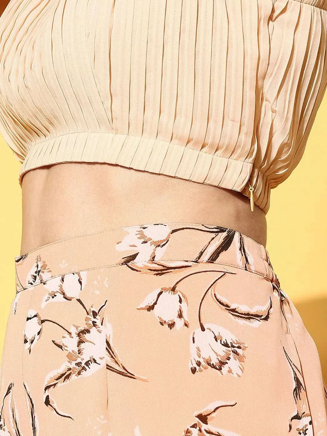 Peach Solid Georgette Co-Ords - Libas