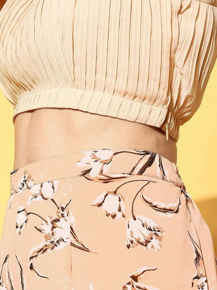 Peach Solid Georgette Co-Ords - Libas