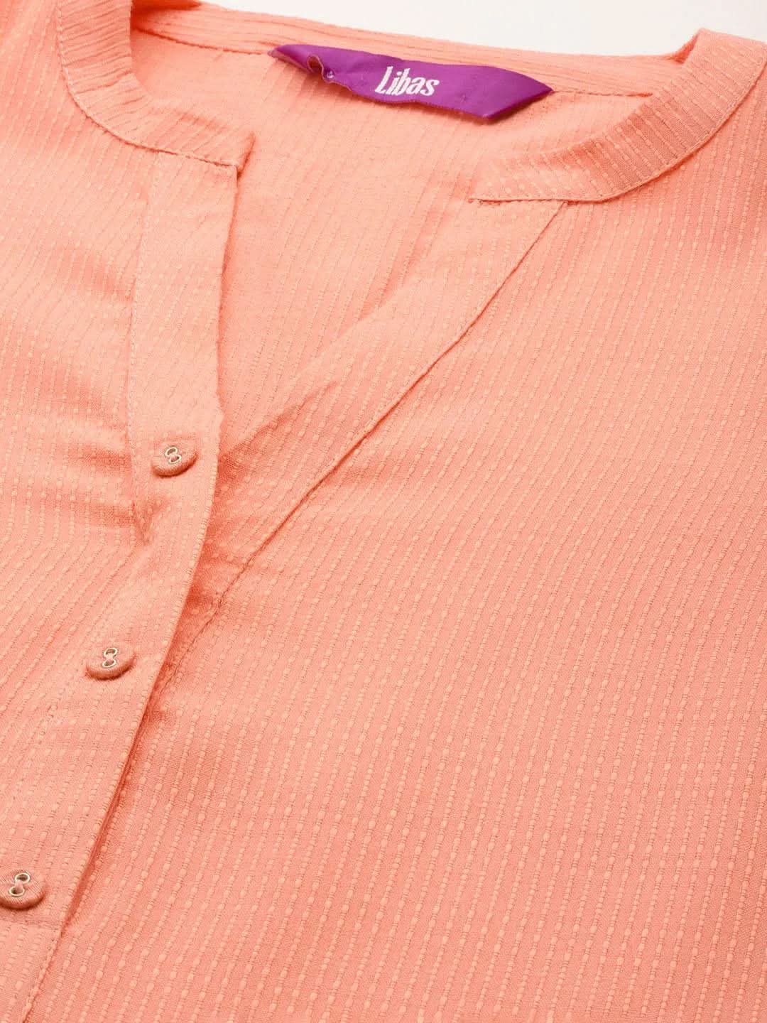 Peach Solid Rayon Straight Kurta - Libas