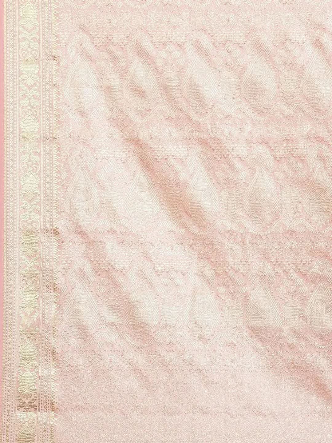 Peach Woven Design Brocade Saree - Libas