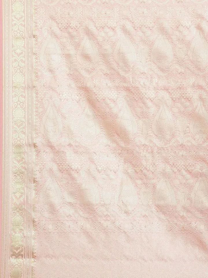 Peach Woven Design Brocade Saree - Libas
