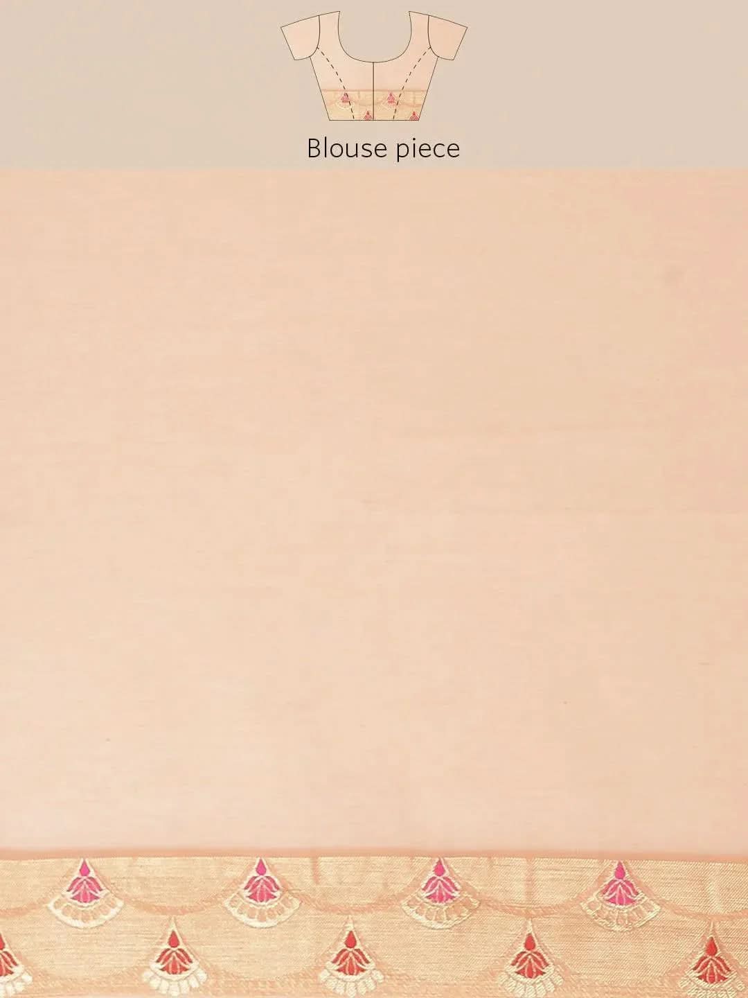 Peach Woven Design Brocade Saree - Libas