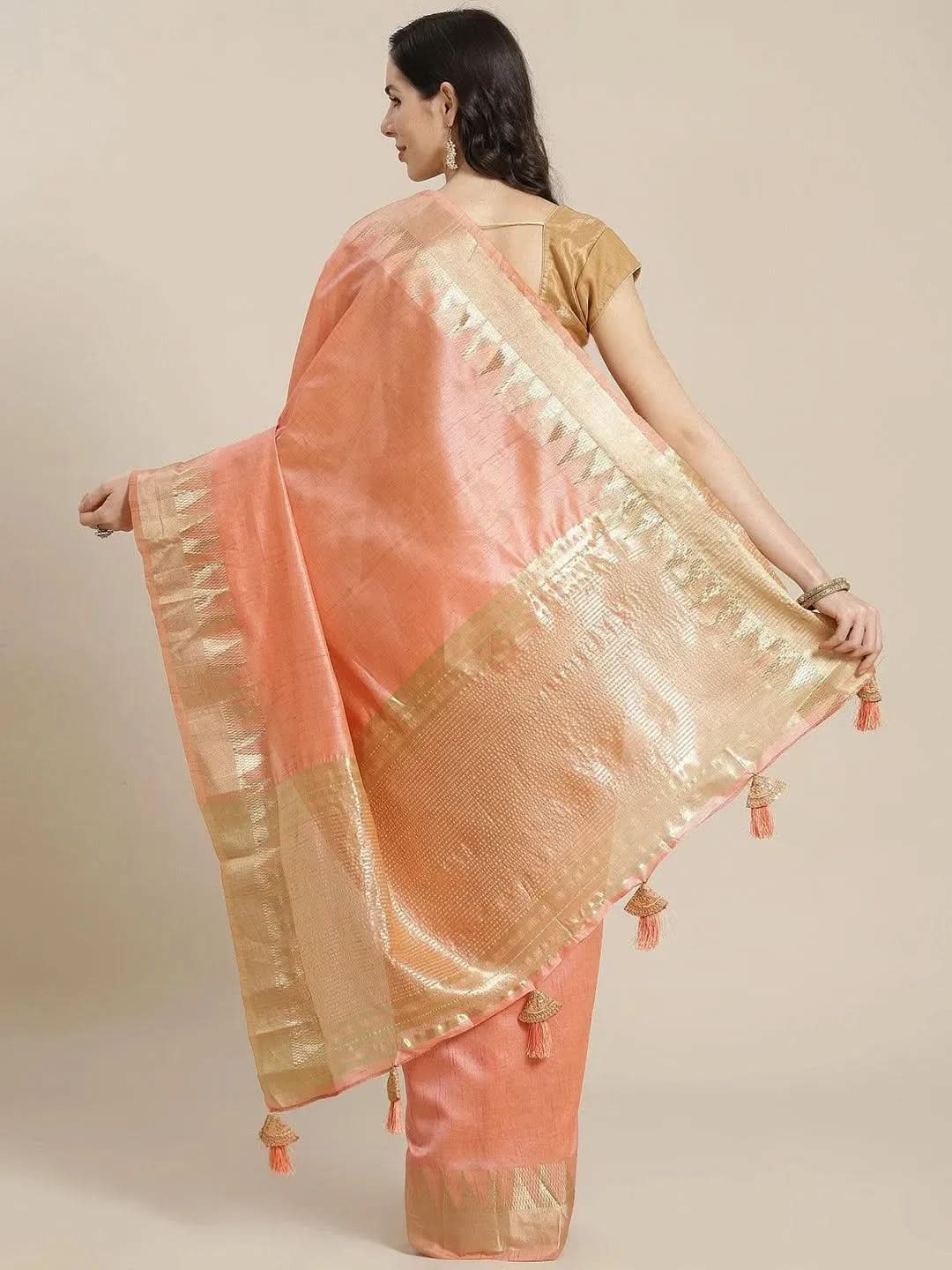 Peach Woven Design Silk Blend Saree
Peach Woven Design Silk Blend Saree