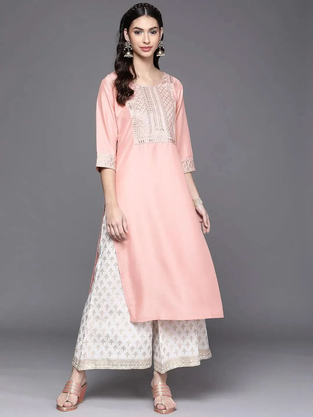 Buy Peach Yoke Design Chanderi Silk Kurta - 23224O- | Libas Ethnic Wear Online
Buy Peach Yoke Design Chanderi Silk Kurta - 23224O- | Libas Ethnic Wear Online