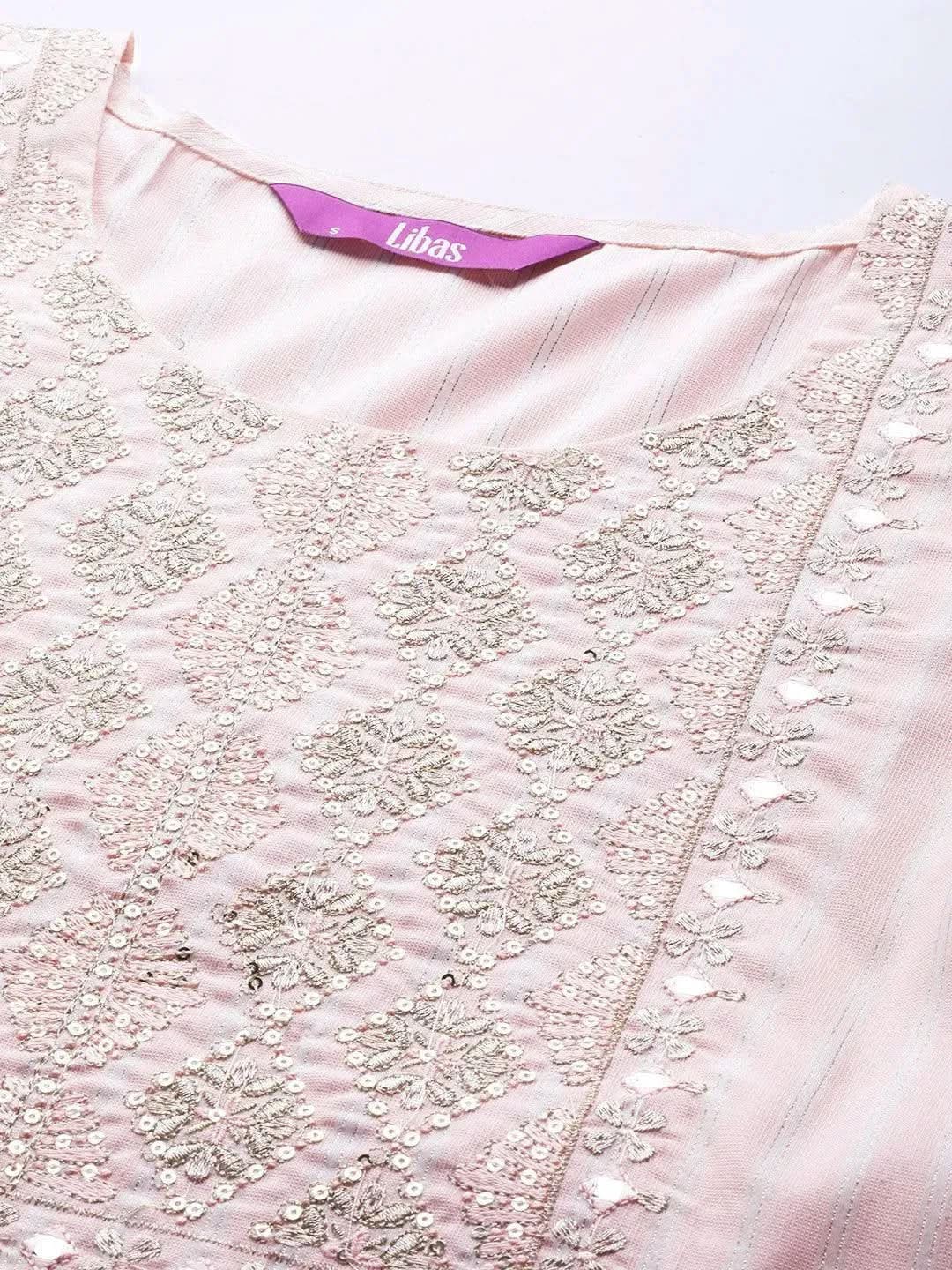 Peach Yoke Design Cotton Silk Kurta - Libas