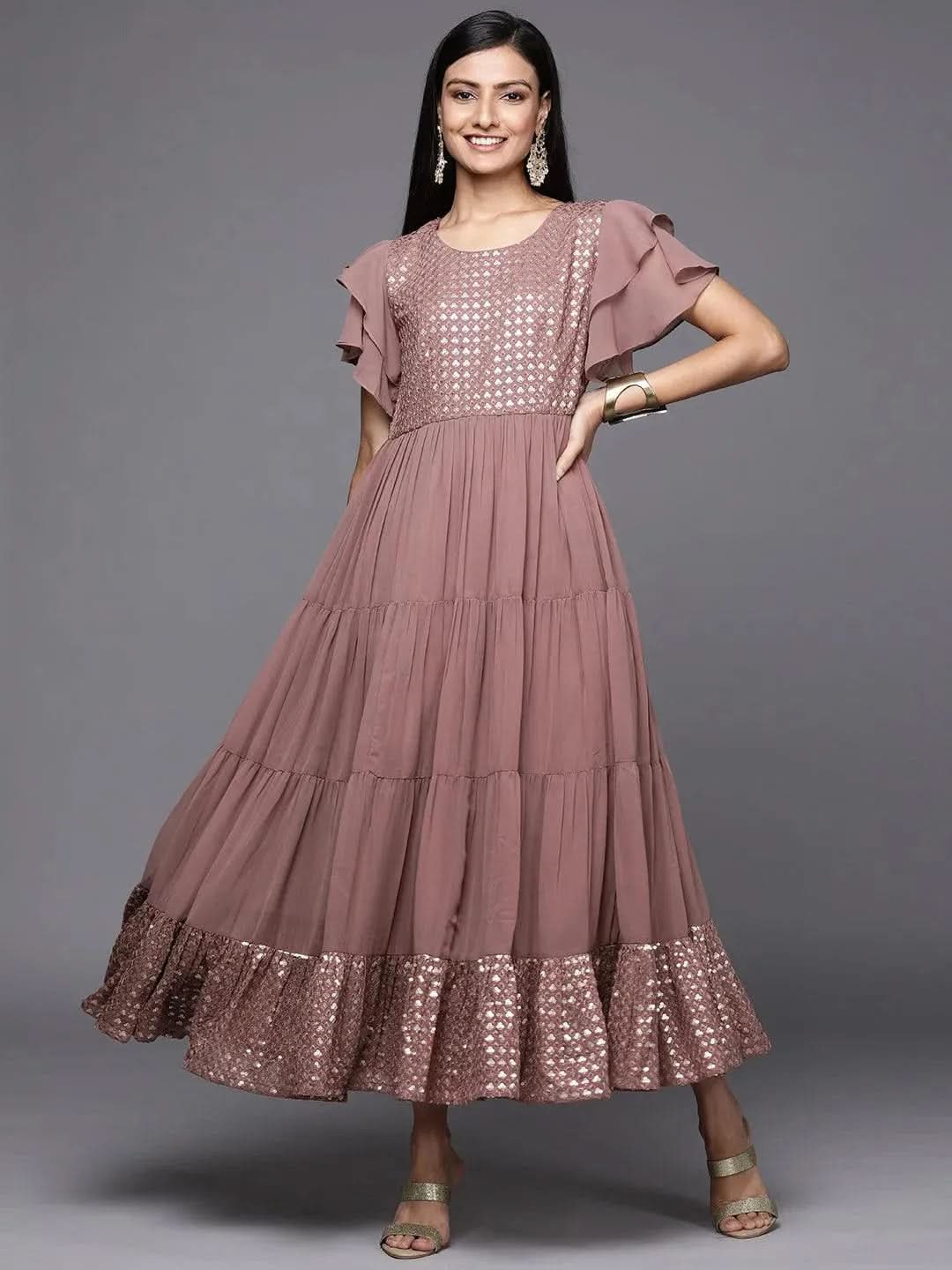 Pink Embellished Georgette Fit and Flare Dress
Pink Embellished Georgette Fit and Flare Dress