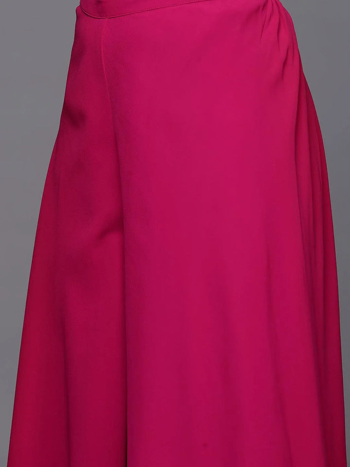 Pink Embellished Georgette Tunic With Palazzos - Libas