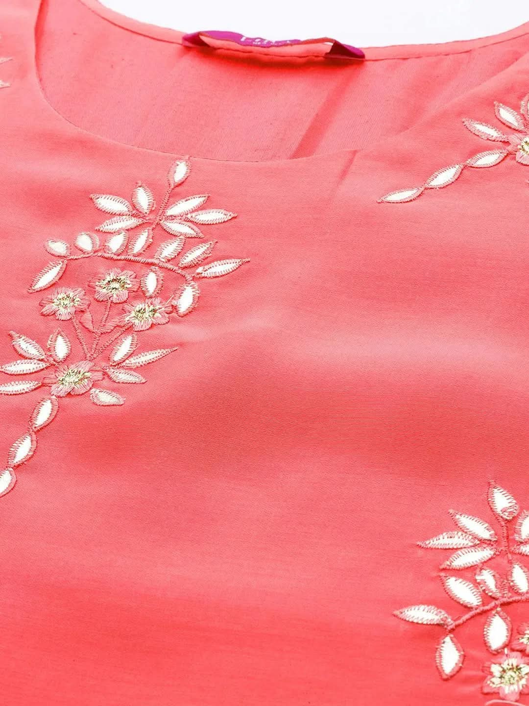 Pink Embroidered Chanderi Silk Suit Set - Libas