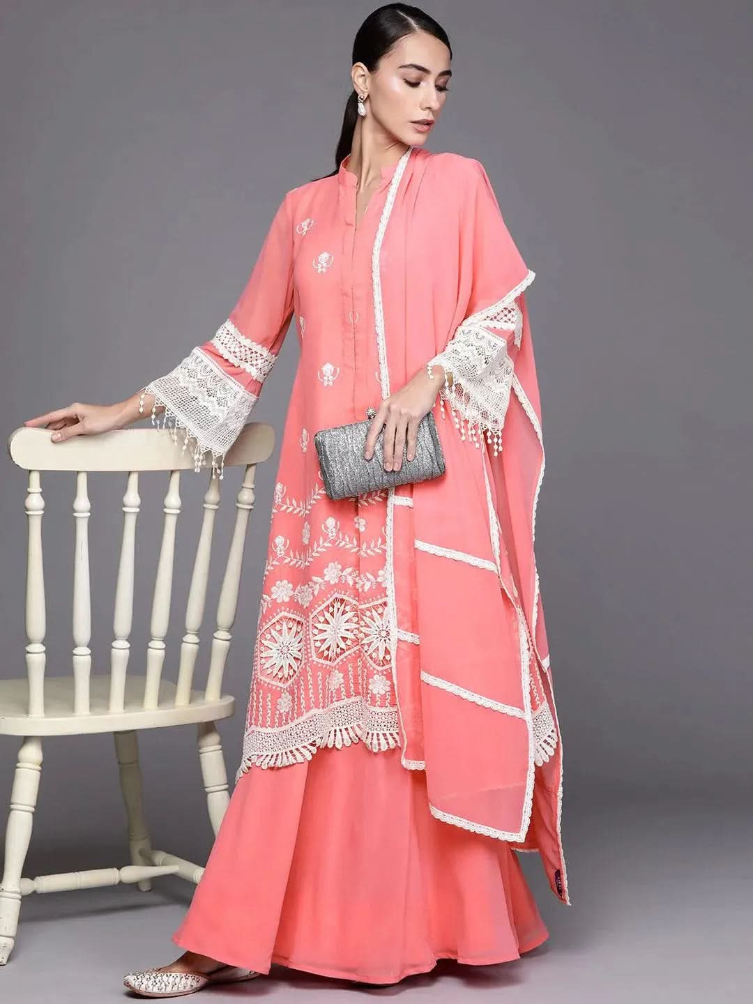 Buy Pink Embroidered Georgette Suit Set - 20169O-XS | Libas Ethnic Wear Online
Buy Pink Embroidered Georgette Suit Set - 20169O-XS | Libas Ethnic Wear Online