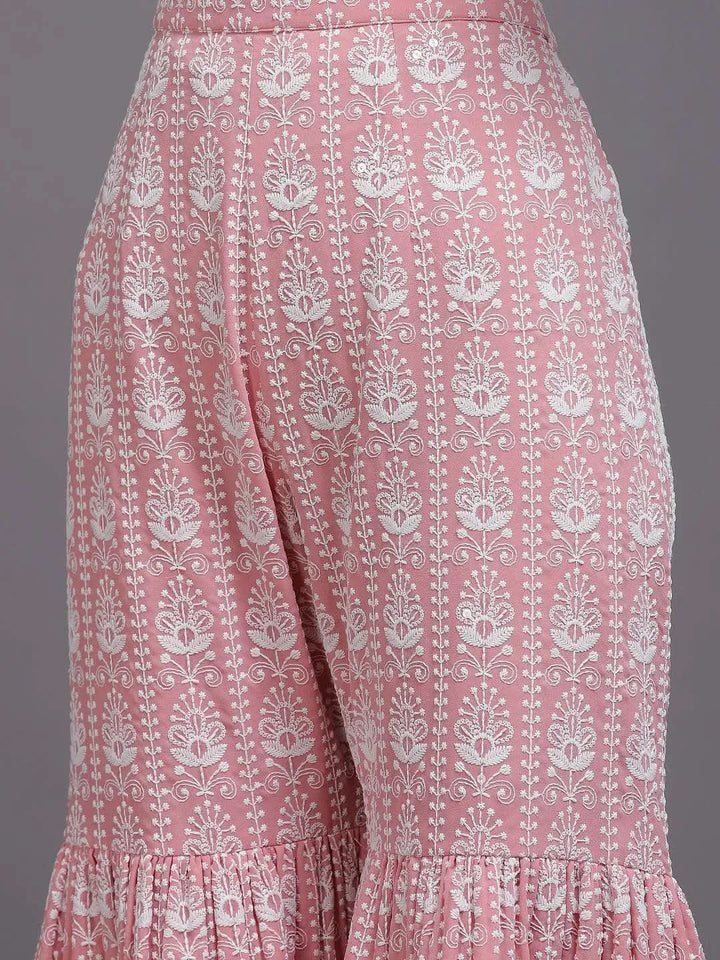 Pink Embroidered Georgette Suit Set - Libas