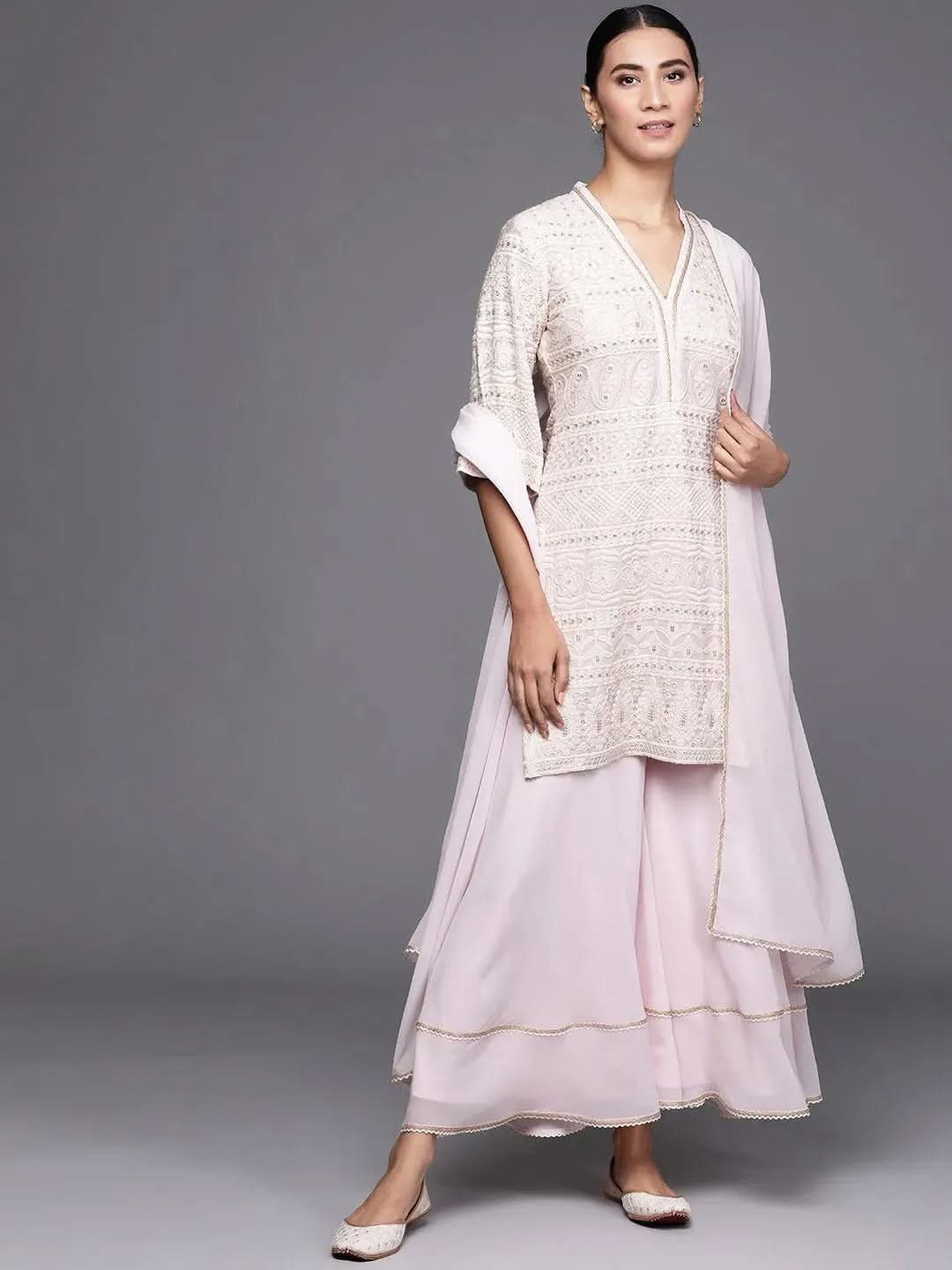 Buy Pink Embroidered Georgette Suit Set - 20301O- | Libas Ethnic Wear Online
Buy Pink Embroidered Georgette Suit Set - 20301O- | Libas Ethnic Wear Online