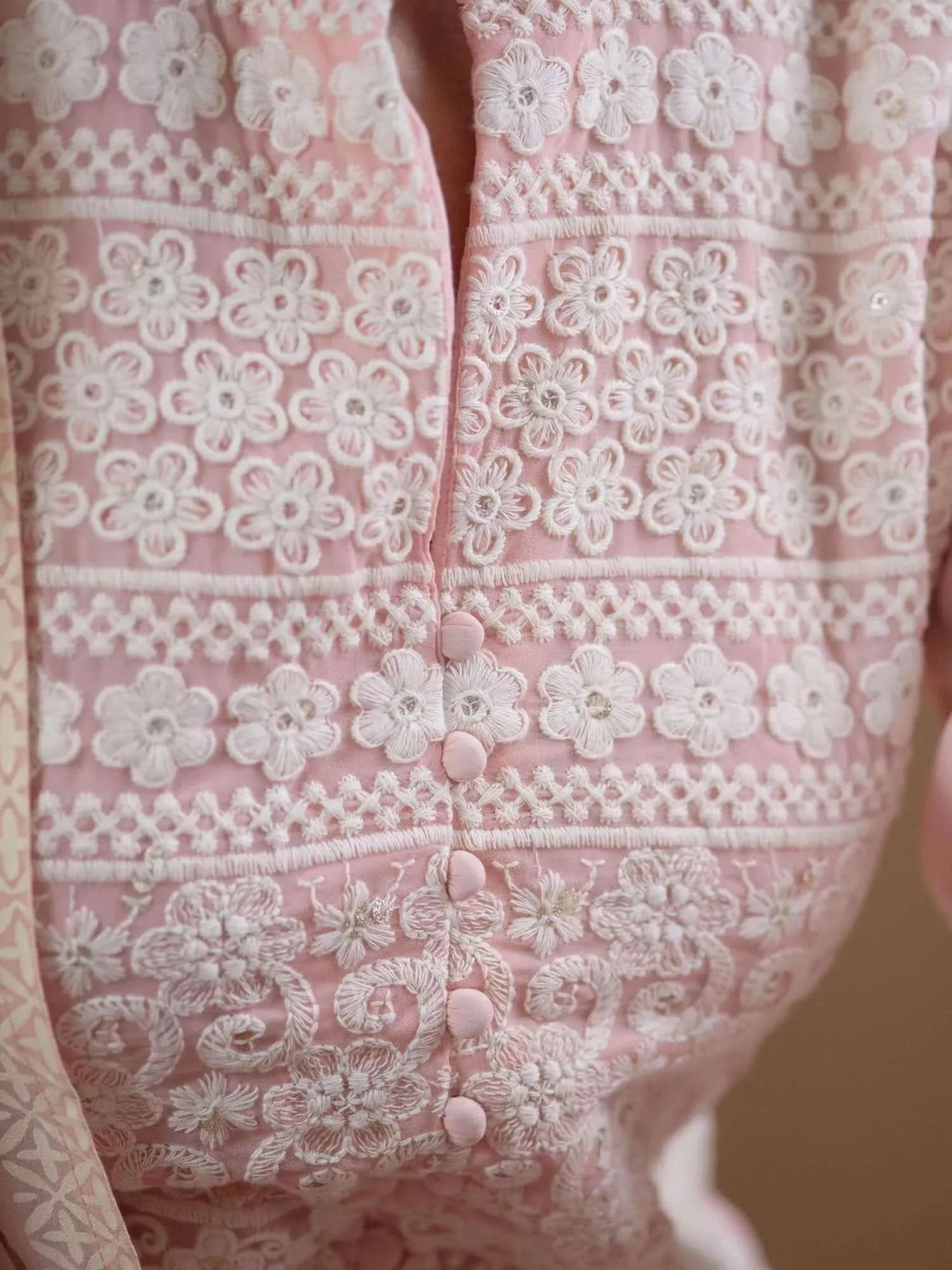 Pink Embroidered Georgette Straight Kurta With Palazzos & Dupatta
Pink Embroidered Georgette Straight Kurta With Palazzos & Dupatta