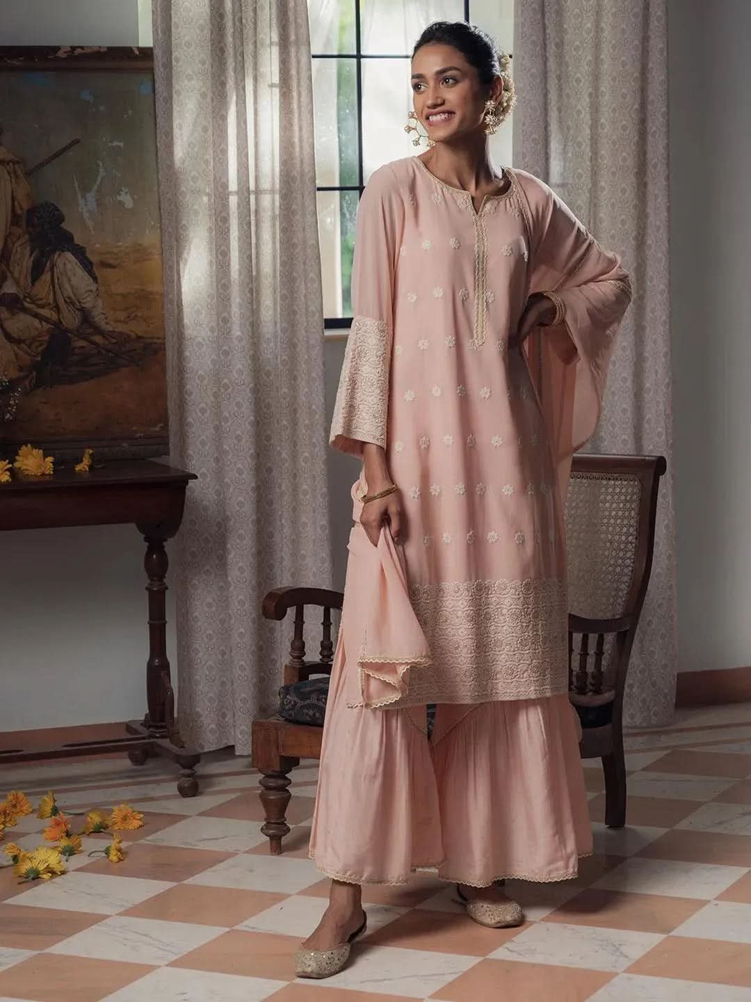 Buy Pink Embroidered Georgette Suit Set - 20051O- | Libas Ethnic Wear Online
Buy Pink Embroidered Georgette Suit Set - 20051O- | Libas Ethnic Wear Online