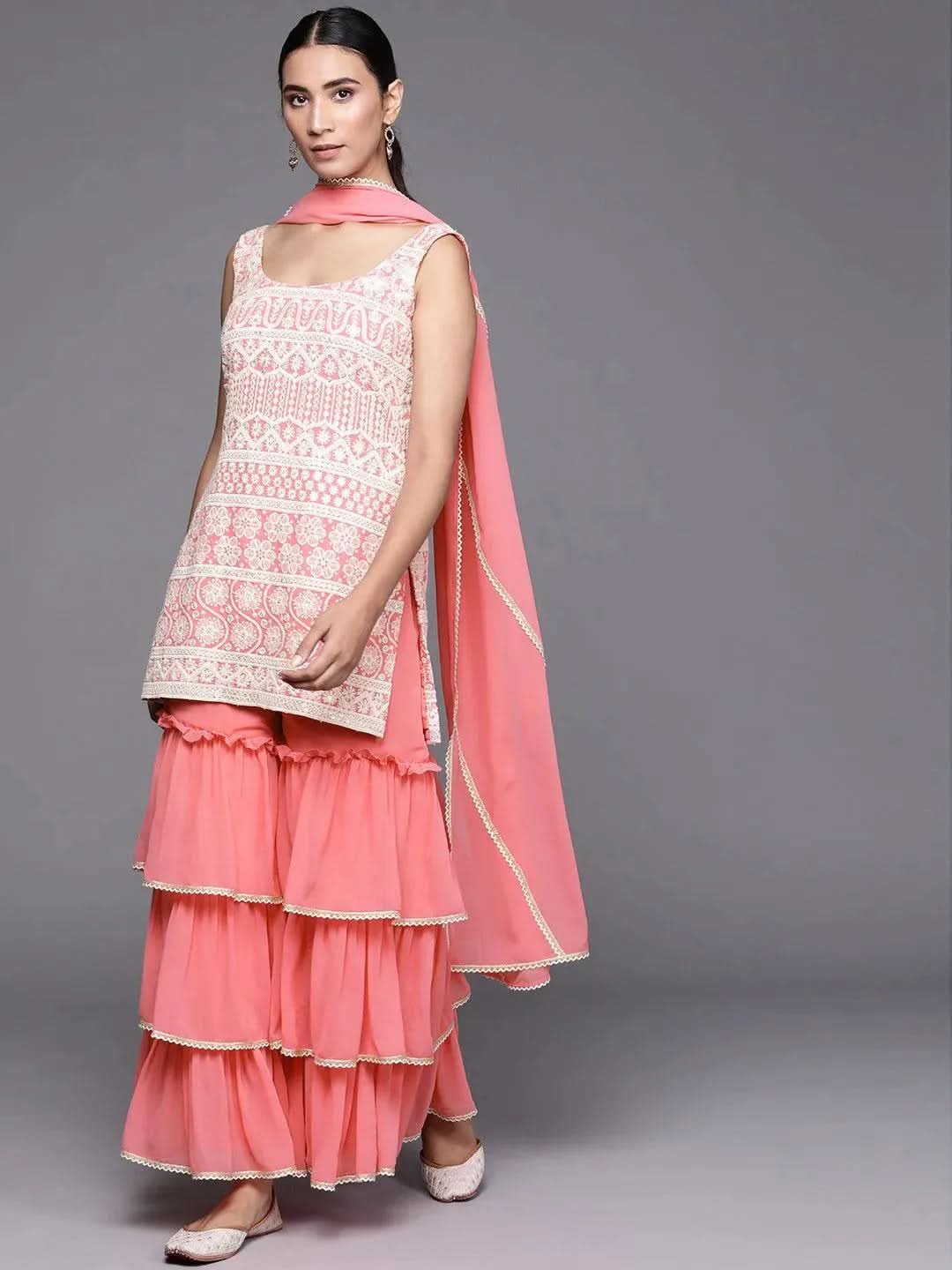 Buy Pink Embroidered Georgette Suit Set - 20172O- | Libas Ethnic Wear Online
Buy Pink Embroidered Georgette Suit Set - 20172O- | Libas Ethnic Wear Online