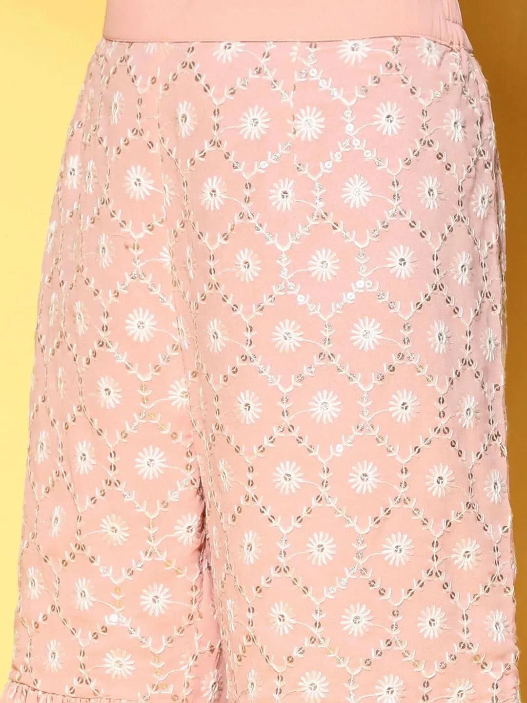 Pink Embroidered Georgette Suit Set - Libas