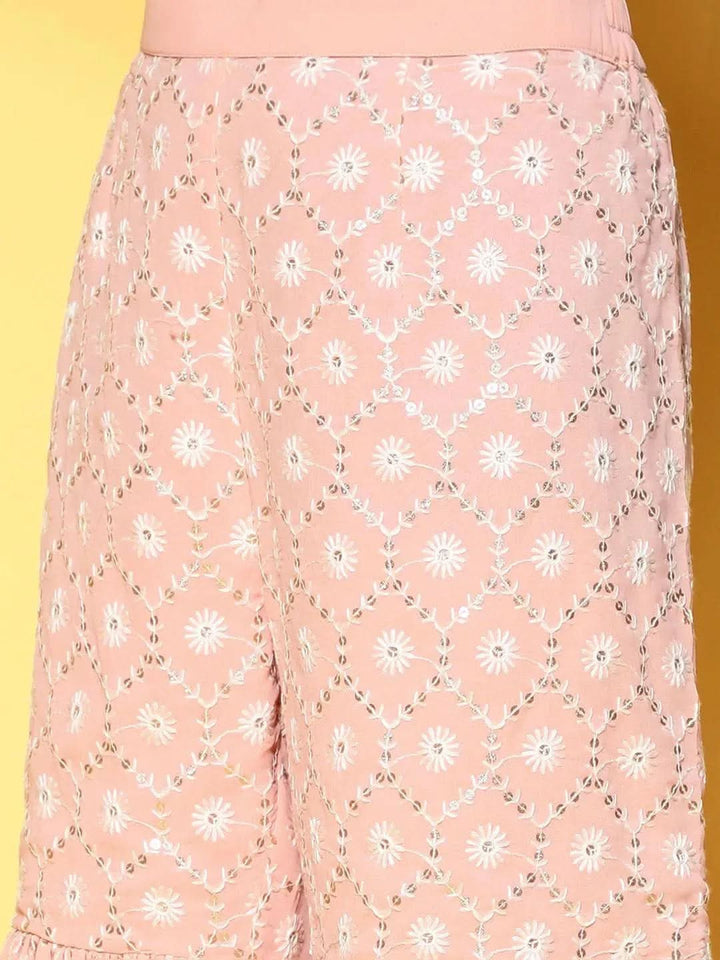 Pink Embroidered Georgette Suit Set - Libas