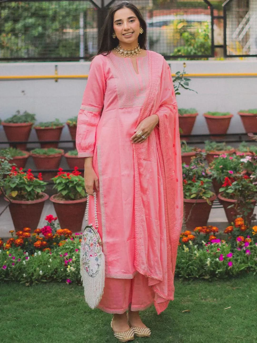 Buy Pink Embroidered Silk Blend Suit Set - 20210O- | Libas Ethnic Wear Online
Buy Pink Embroidered Silk Blend Suit Set - 20210O- | Libas Ethnic Wear Online